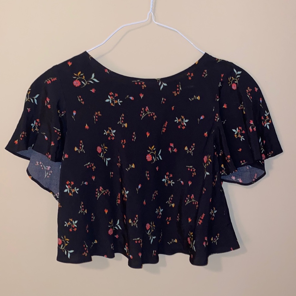Urban Outfitters Flounce Floral Top Open Back